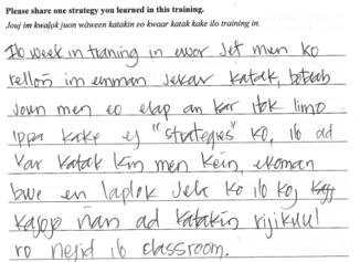 Letter from Teacher noting how important the training was.